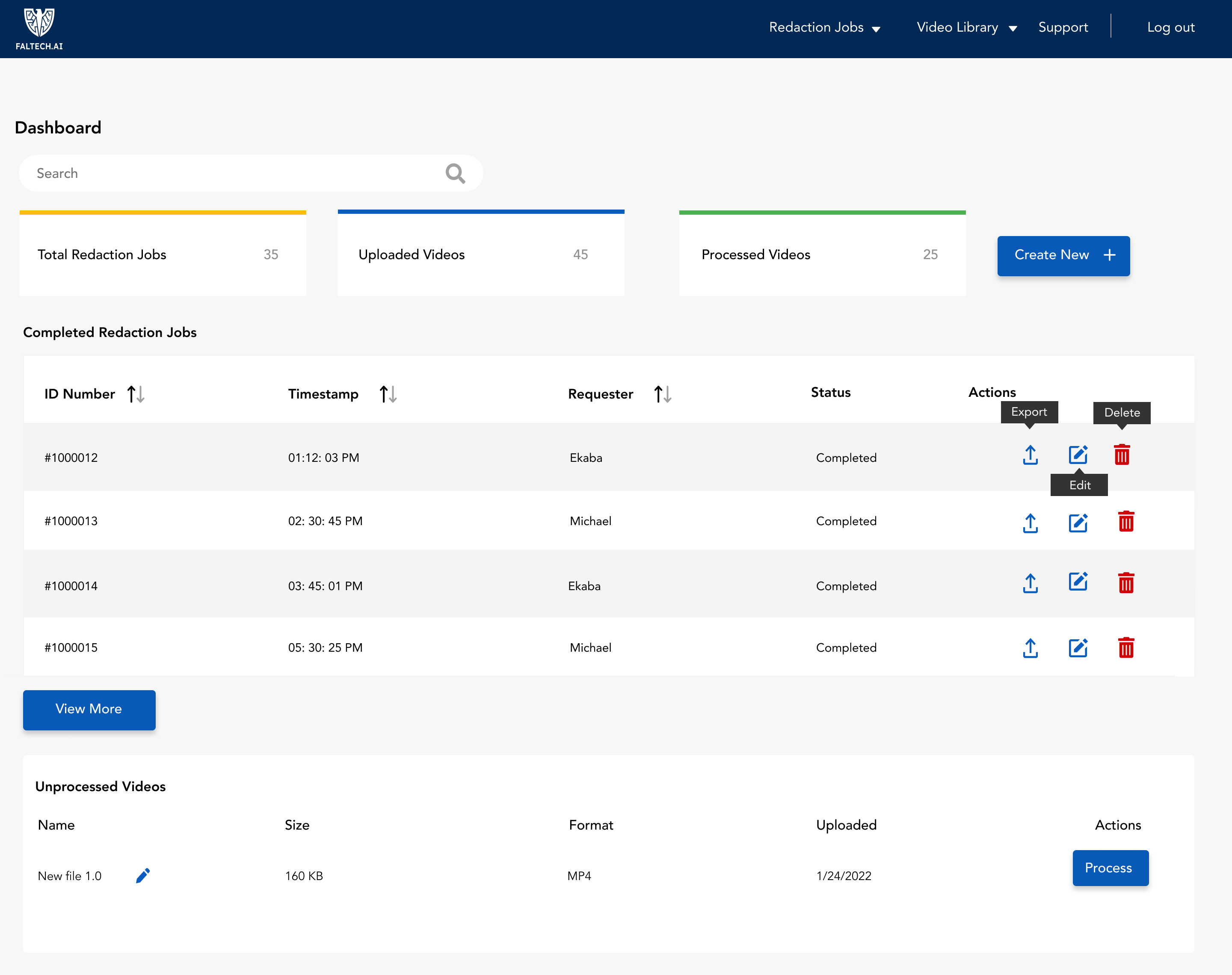 Faltech.AI — Dashboard with tooltips