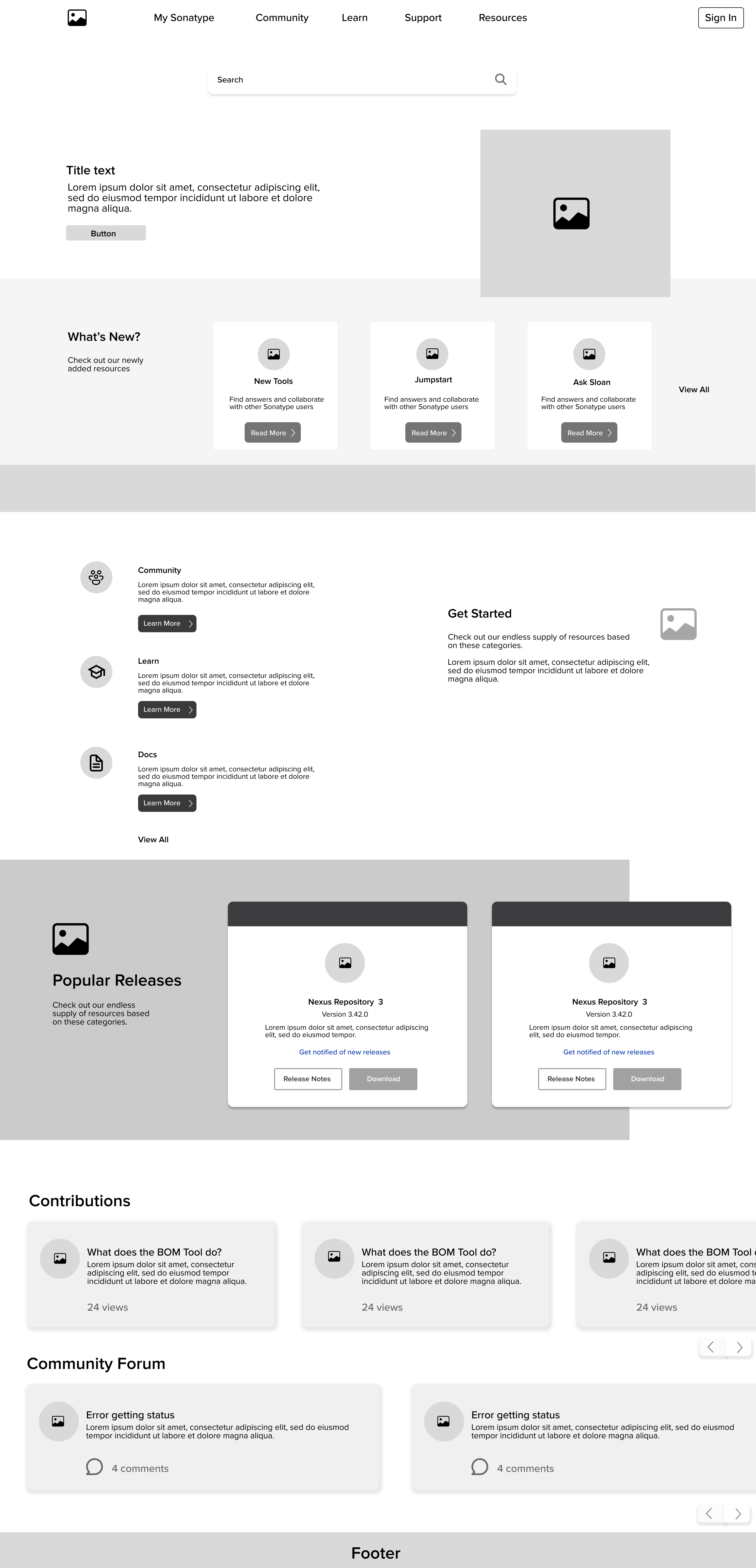Sonatype — Homepage wireframe — option 3