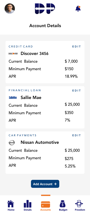 Debt Pull — Add account — newly added