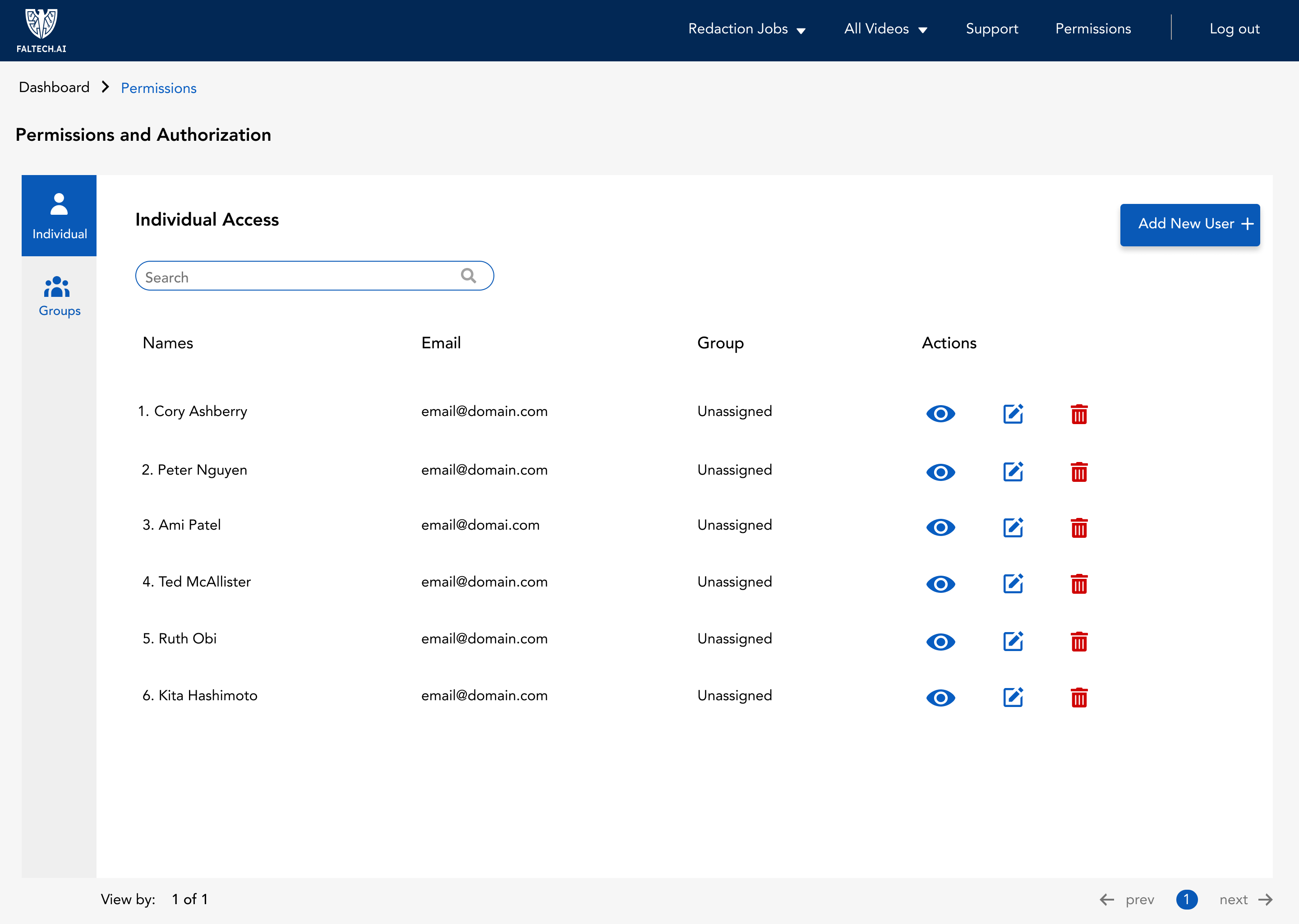 Faltech.AI — Permissions with search