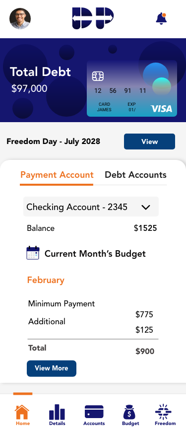 Debt Pull — Homepage wireframe — option 1