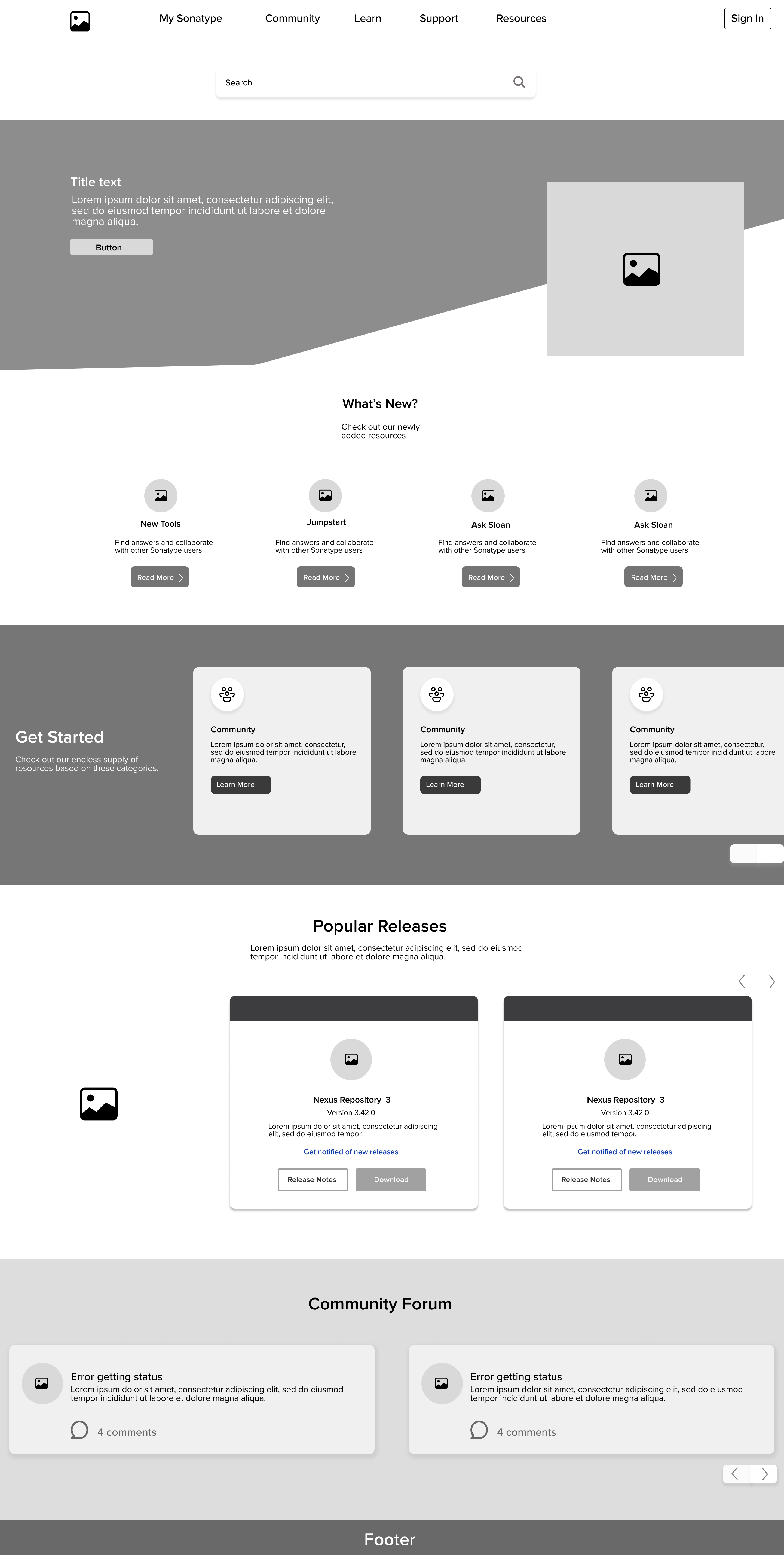 Sonatype — Homepage wireframe — option 4