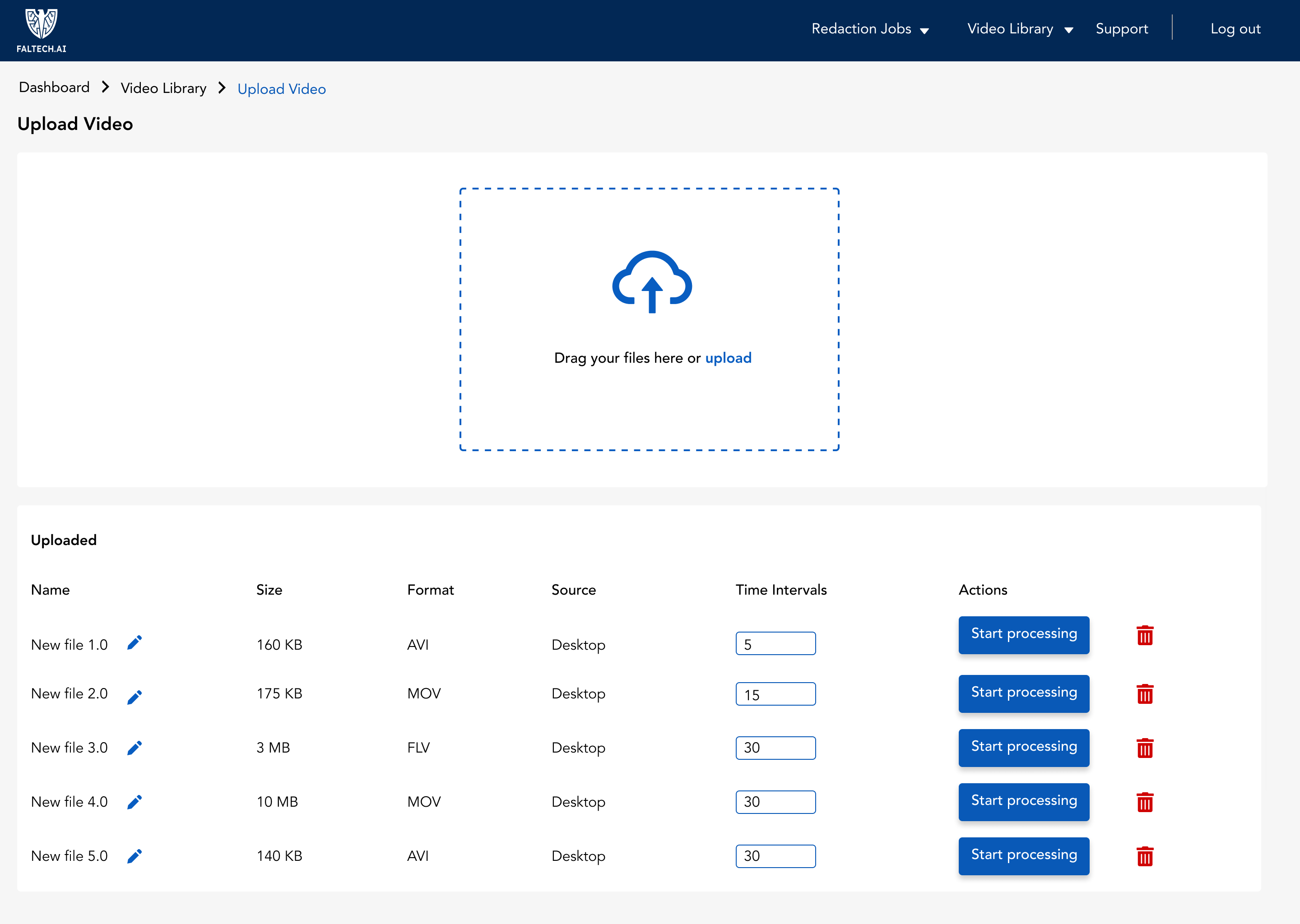 Faltech.AI — Upload video