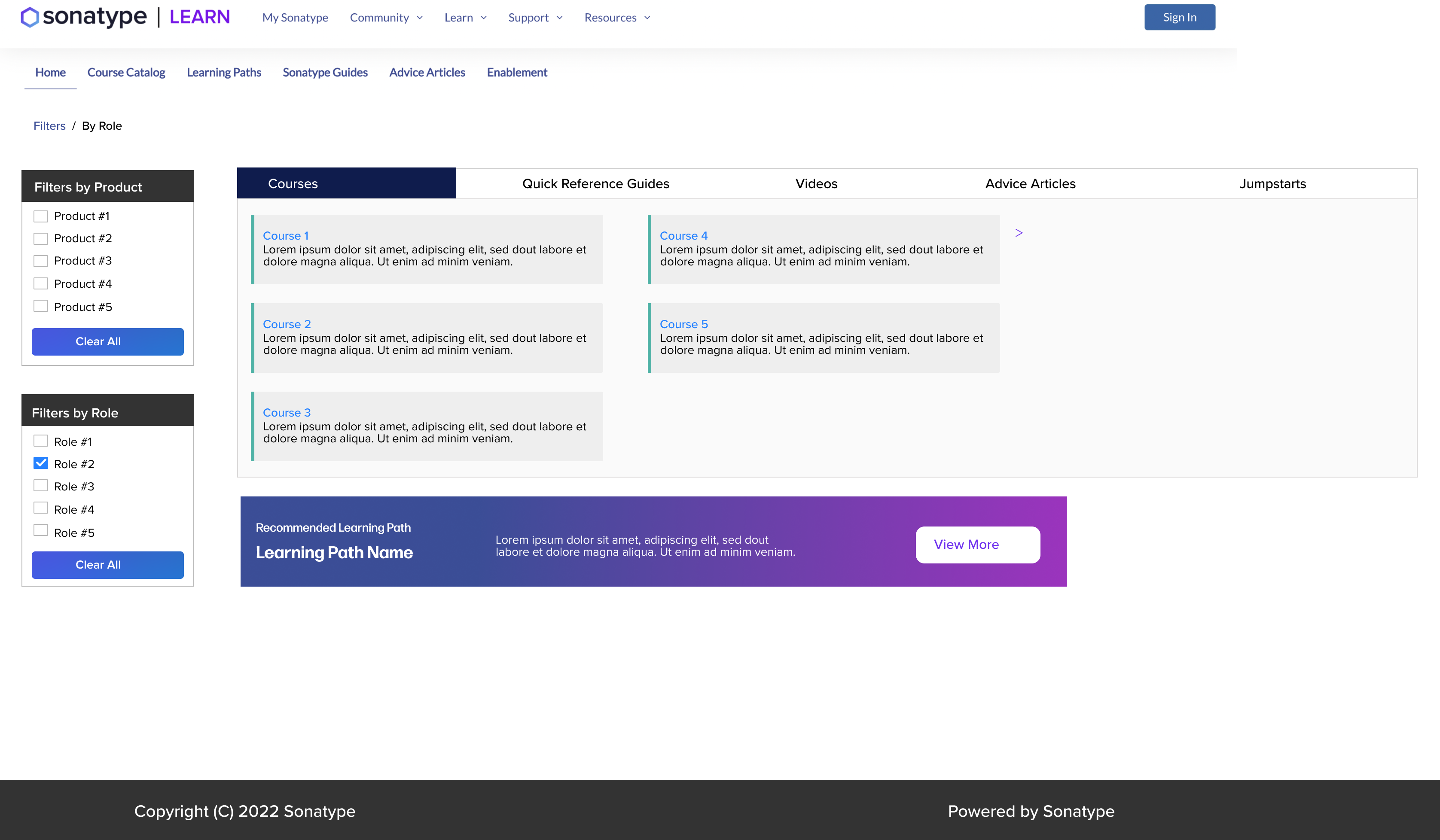 Sonatype — Role results with side filters