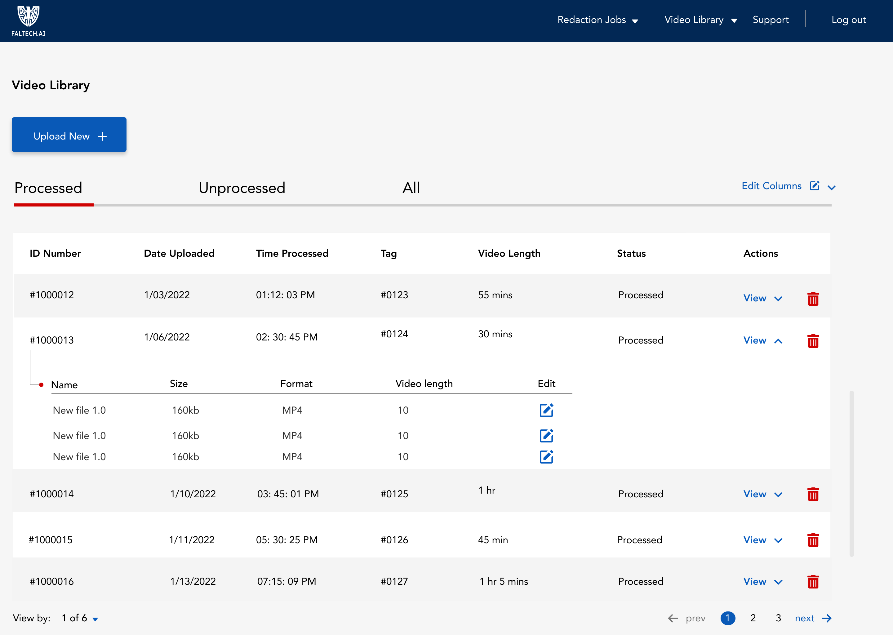 Faltech.AI — Processed videos with dropdown