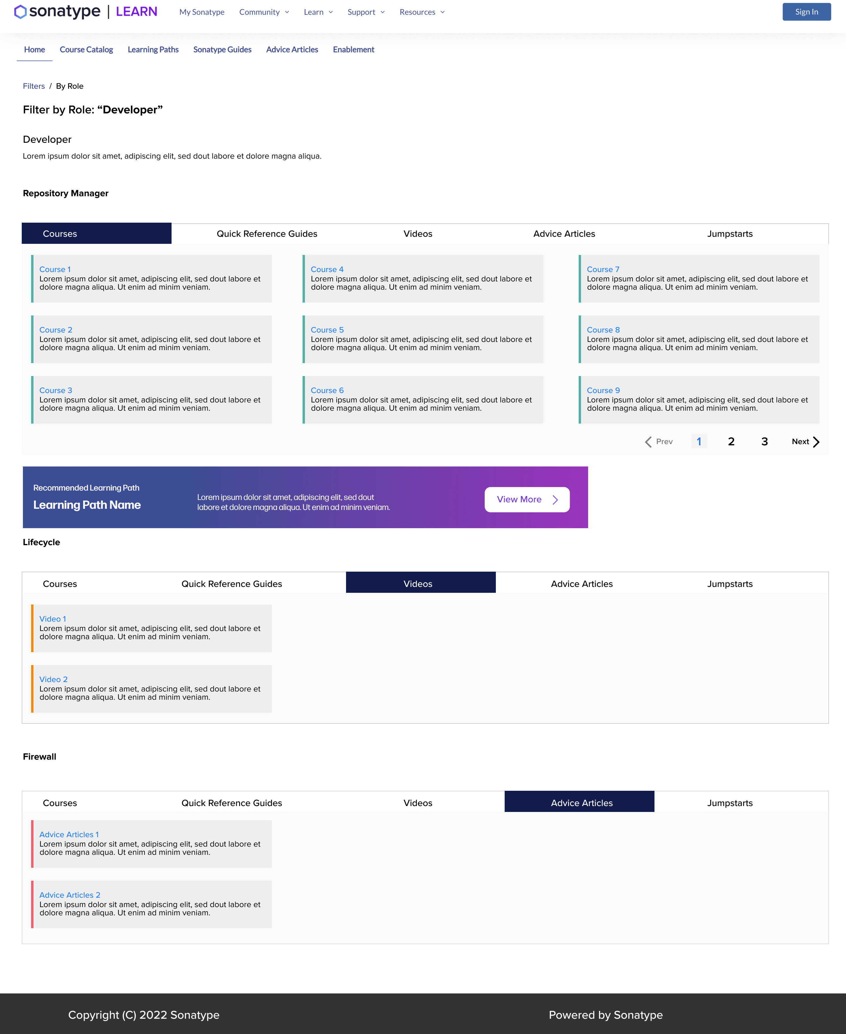 Sonatype — Learning resources filtered by role