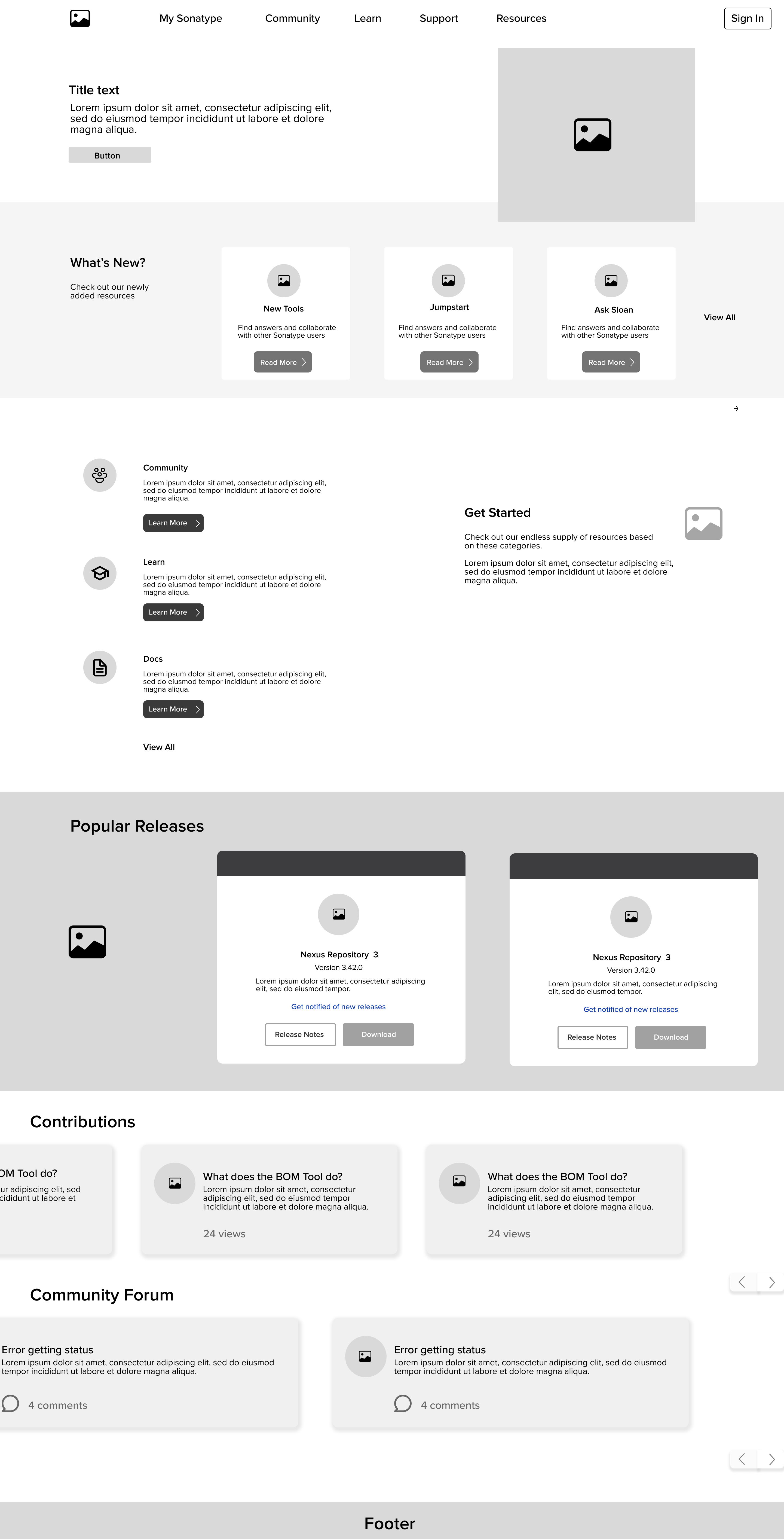 Sonatype — Homepage wireframe — option 1